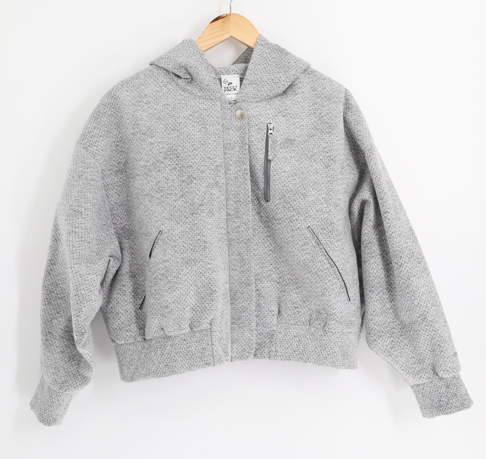 Nike Tech Pack Forward Hooded Bomber Jacket Sz M Light Gray Women's Lightweight